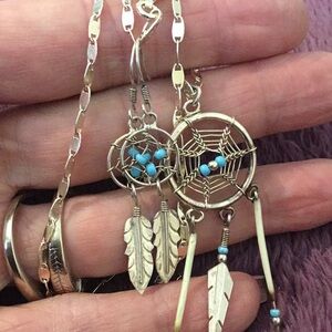 Vintage 925/Sterling Silver & Turquoise & Bone Necklace & Earring Set